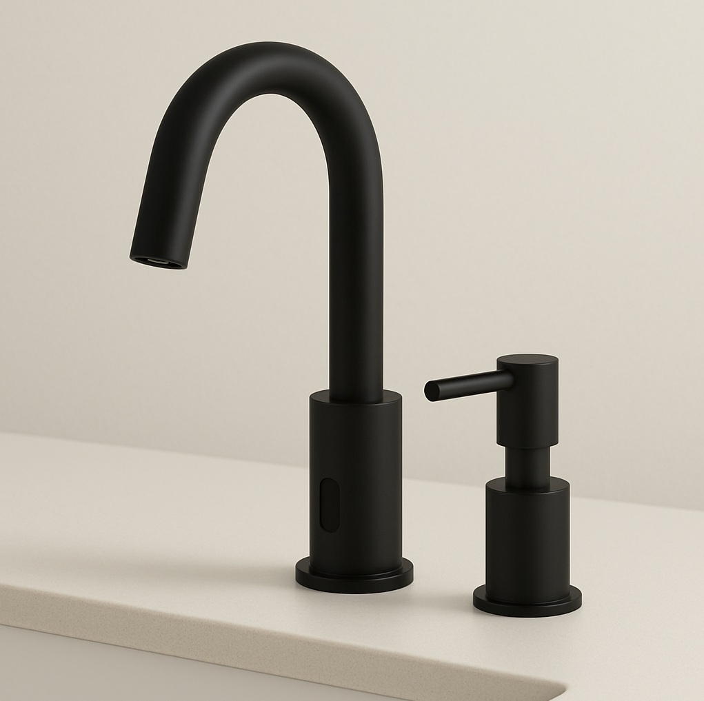 Fontana FS10061MB matte black touchless faucet with integrated soap dispenser